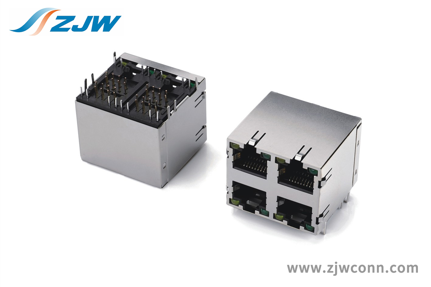 RJ-5JB-2X2PORT-90°DIP-LED