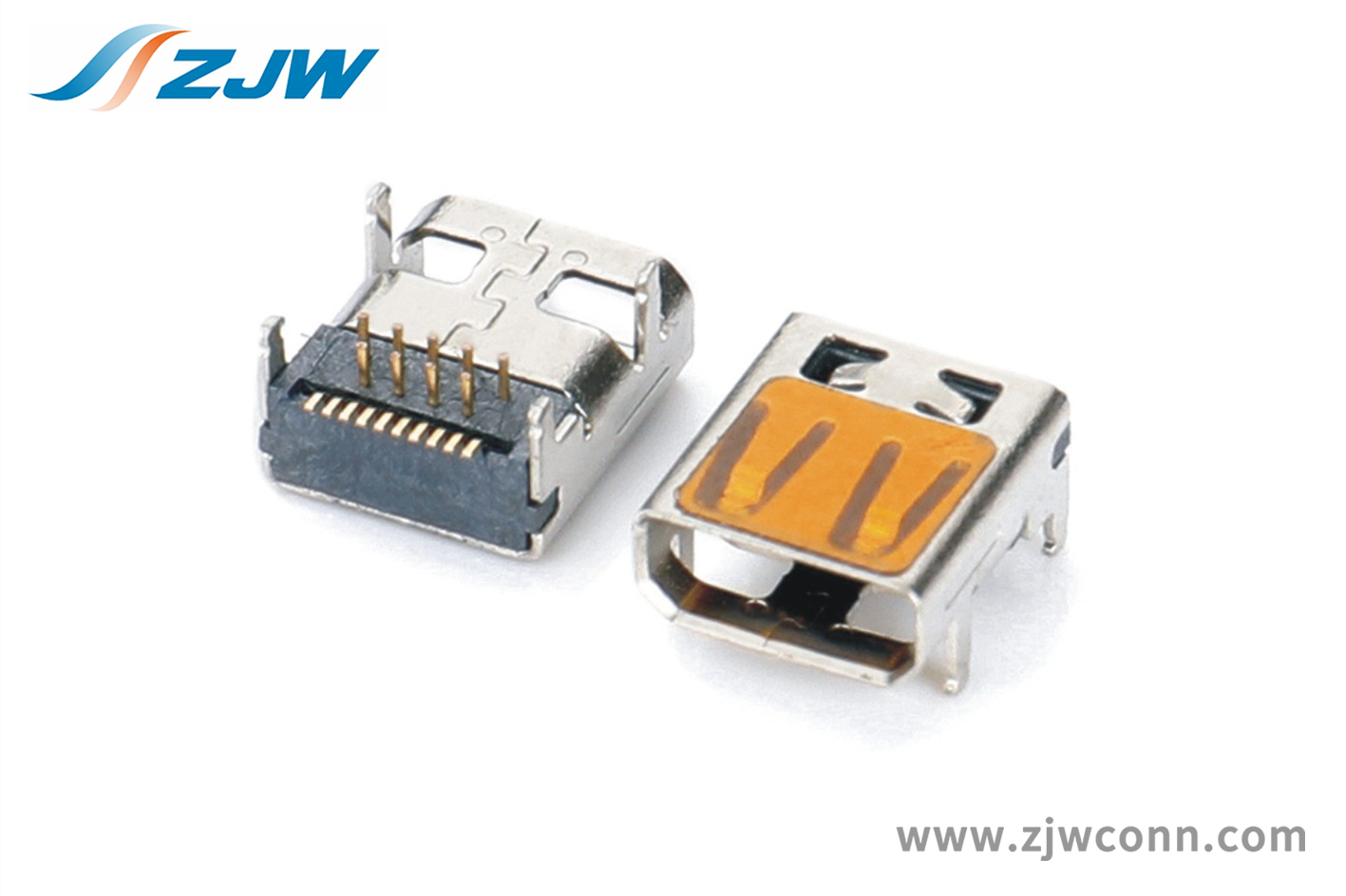 HDMI D母焊脚前插后贴，外壳直边四脚DIP脚距4.9