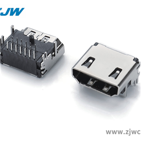 HDMI AF 三排插板DIP 无凸点 4插脚(带柱)鱼叉脚