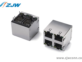 RJ-5JB-2X2PORT-90°DIP-LED