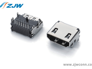 HDMI AF 三排插板DIP 无凸点 4插脚(带柱)鱼叉脚